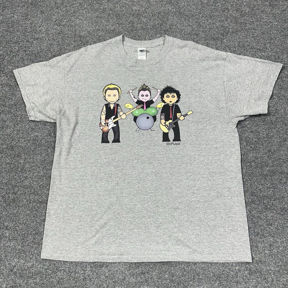Green Day VIPwees XL Shirt Gray Short Sleeve Cotton Rock Band GUC